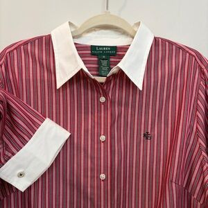 Lauren Ralph Lauren Women's Striped Long Sleeve Button Front Blouse Size 1X